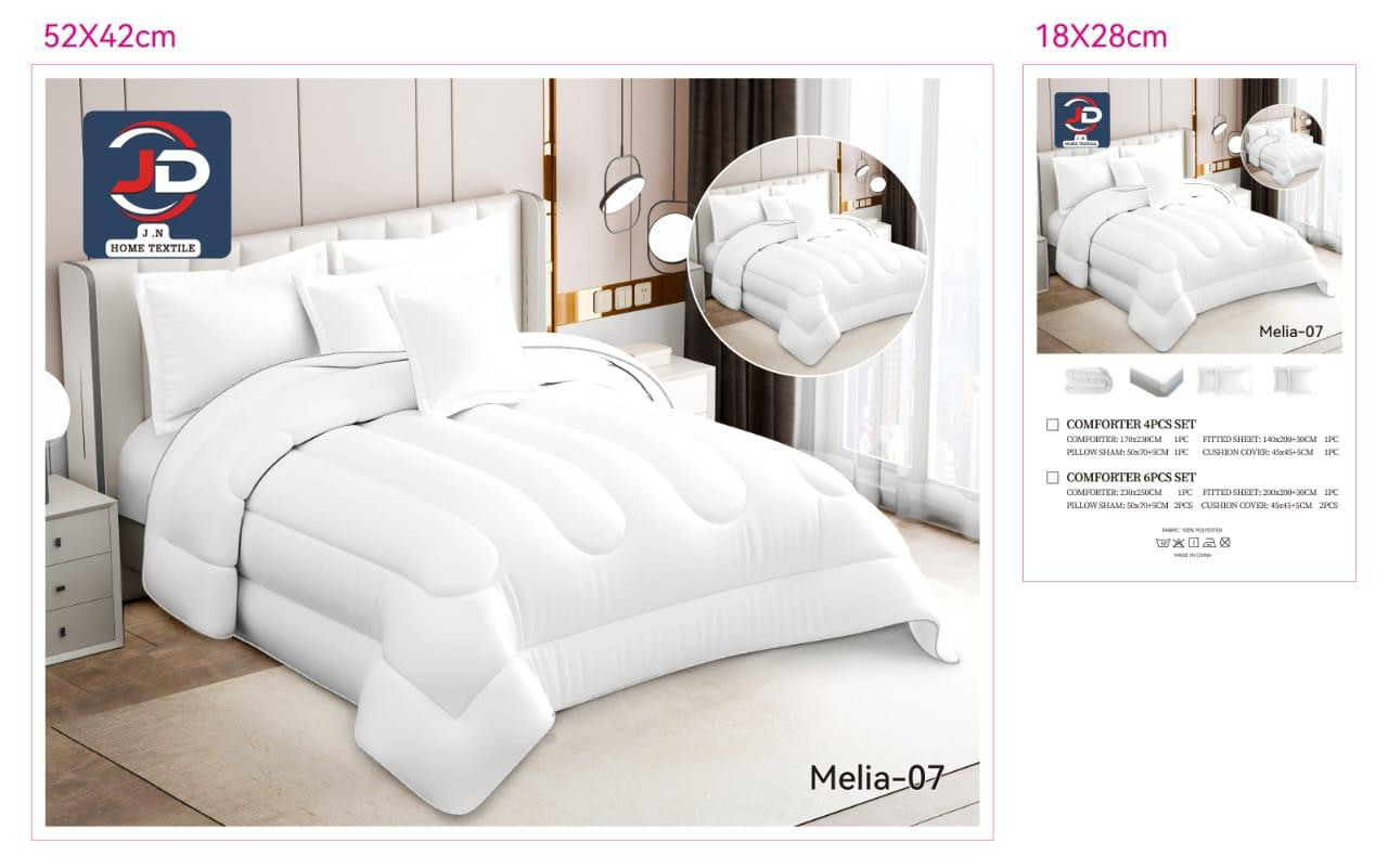 مفرش جولين سادة وجهين - نفرين 6 قطع_لون_ابيض_